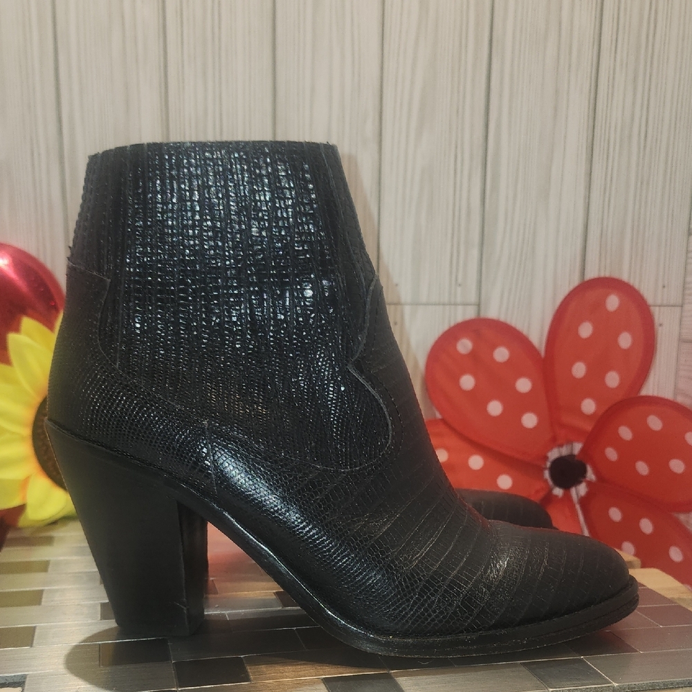 Ash Black Textured Ankle Booties - Picture 3 of 8